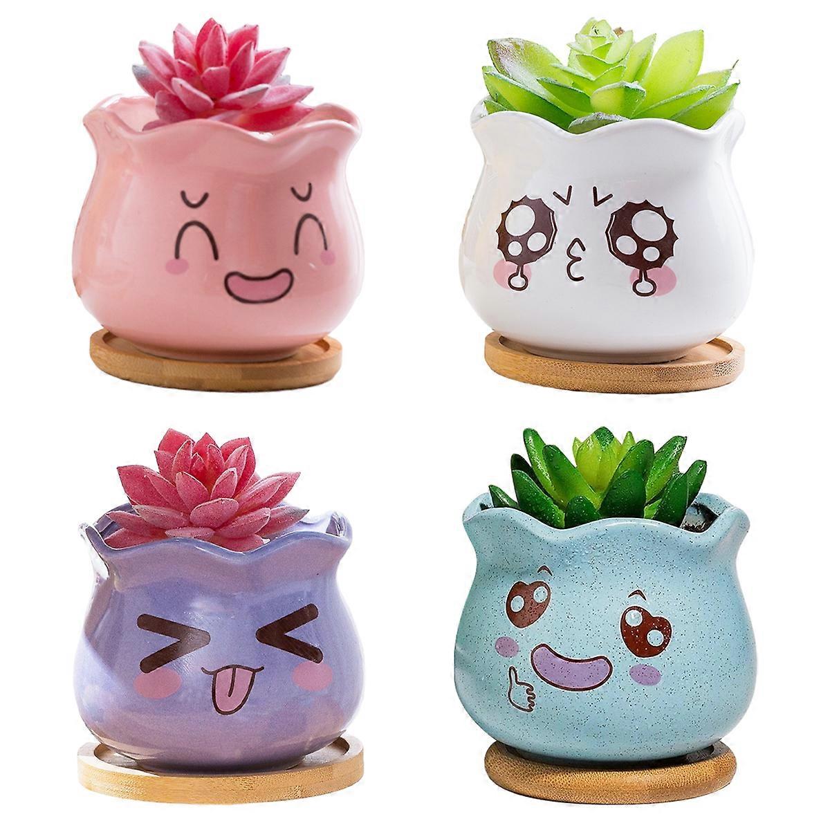 4 virágcserep pozsgás növények kis zamatos virágcserepek virágcserepek zamatos növényi cserepek miniatűr zamatos virágcserepek rajzfilm virágcserepek