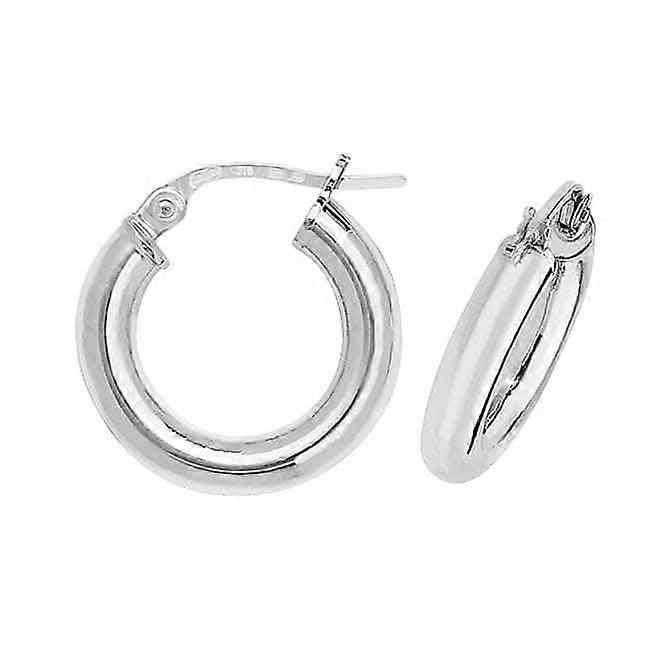 9CT White Gold 10mm Hoop Earrings ER381W