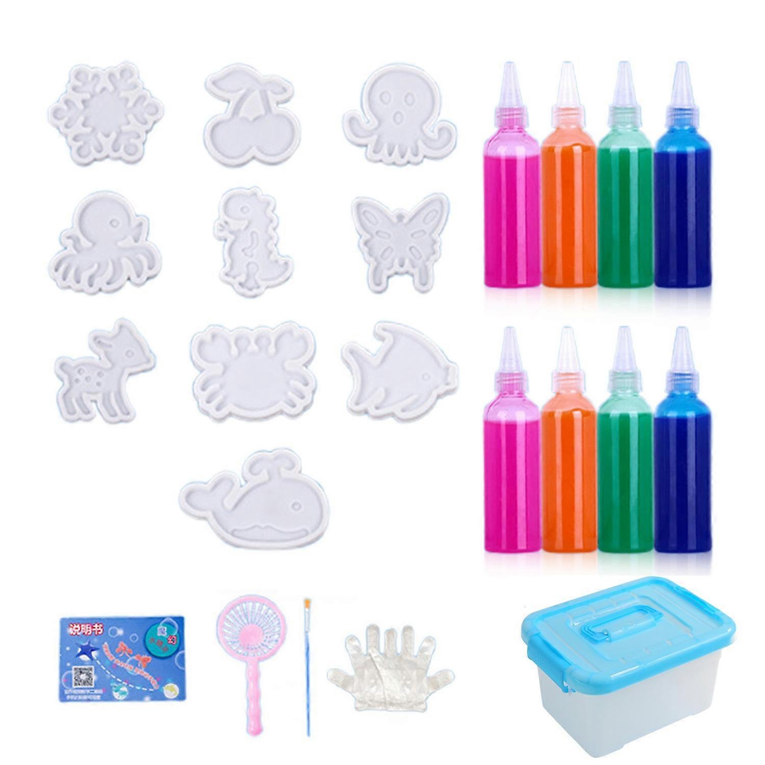 1 Set Kids Water Elf Toy Kit with 10 Shape Molds Water Gel Toy DIY Handmade Water Animal Creation
