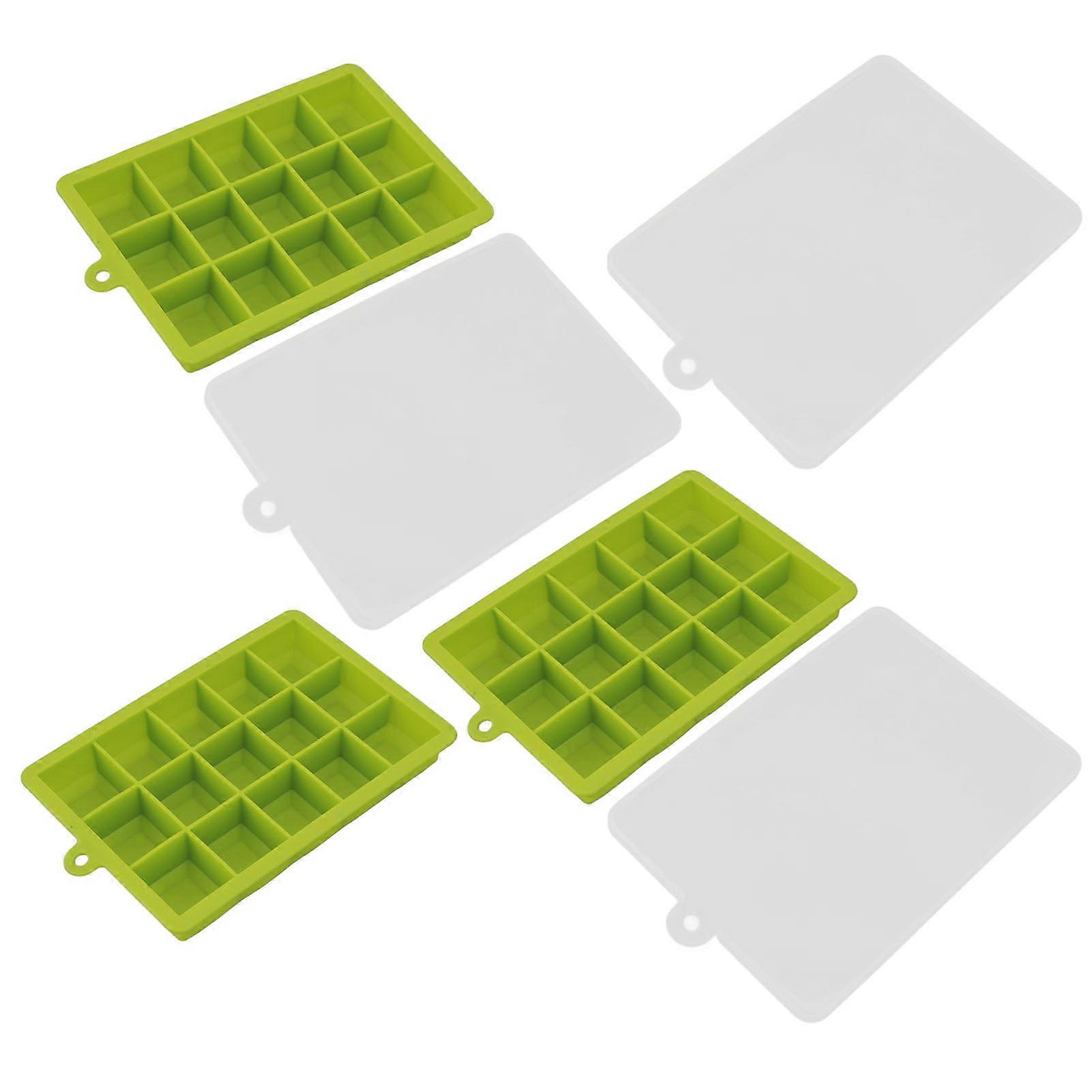 3pcs Cubes Mould Silicone Stackable Dishwasher Safe 15 Grids Ice Tray with Removable Lid for Home Bar