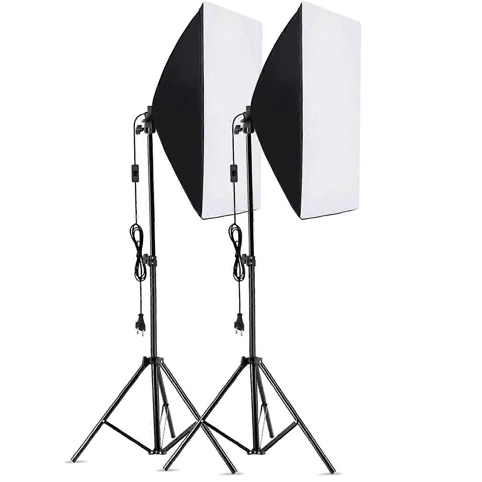 Andoer Studio Photography Kit with 50x70cm Softbox * 2 + 2M Metal Tripod Stand * 2 for Live Streaming Portrait Product Photo Video