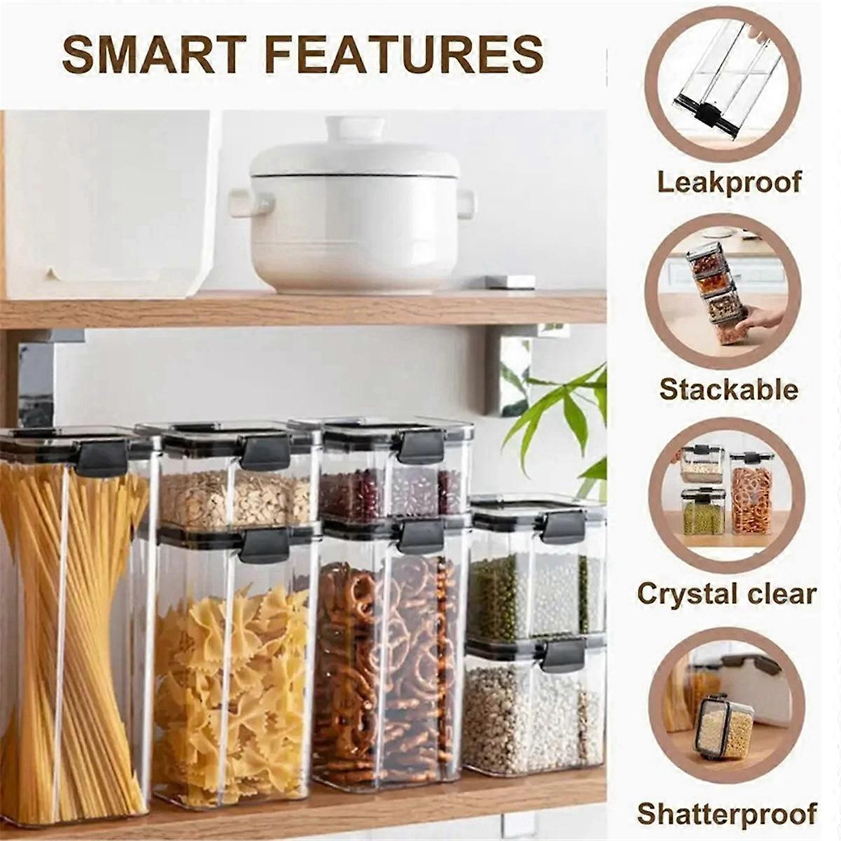 Stackable Sealed Jar for Kitchen-Large Plastic Grain Storage Organizer, Household Moisture-Proof Sea