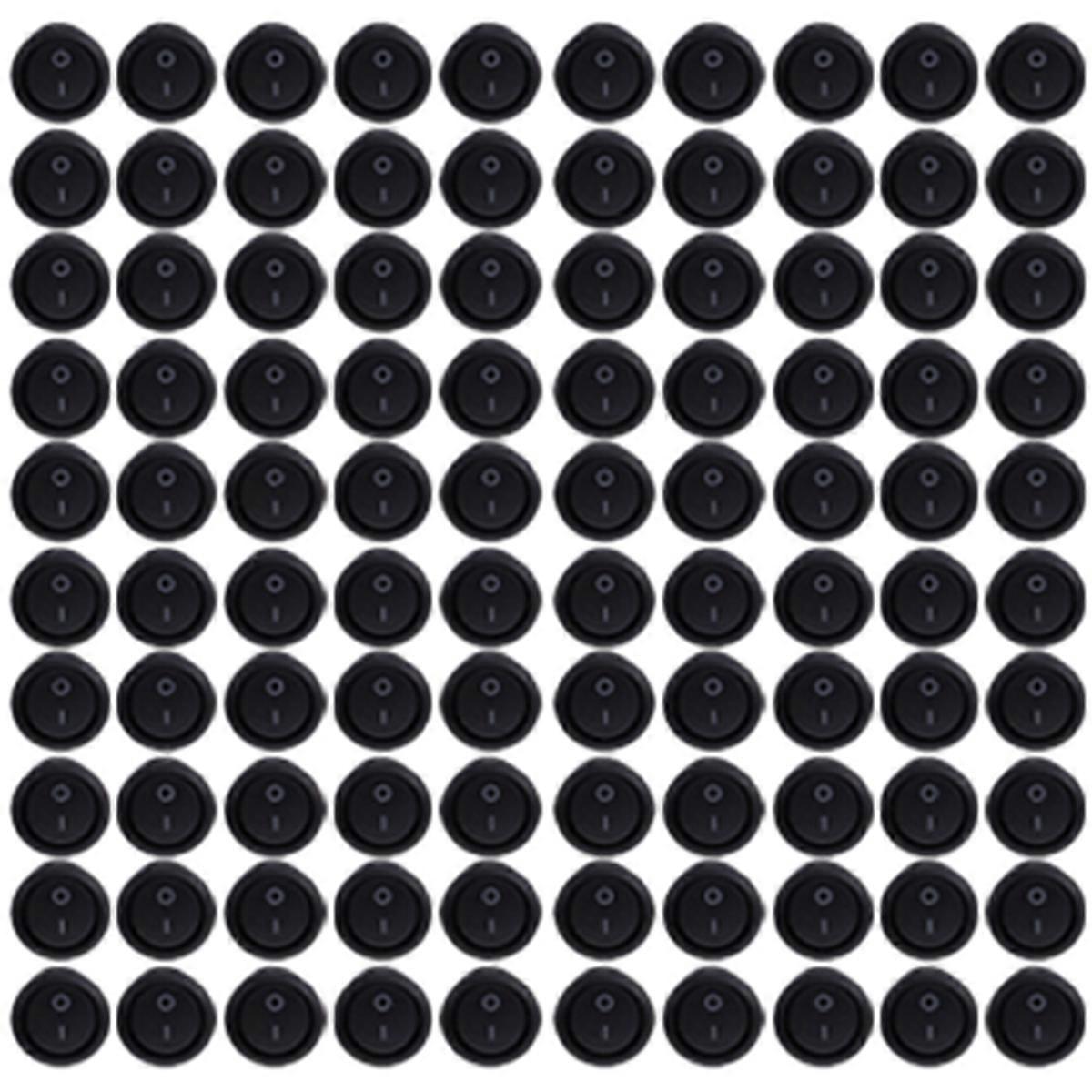 100PCS Round Rocker Power Switch 6A 250V AC 2Pin 2Position ON/Off Power Boat Switches SPST Black But