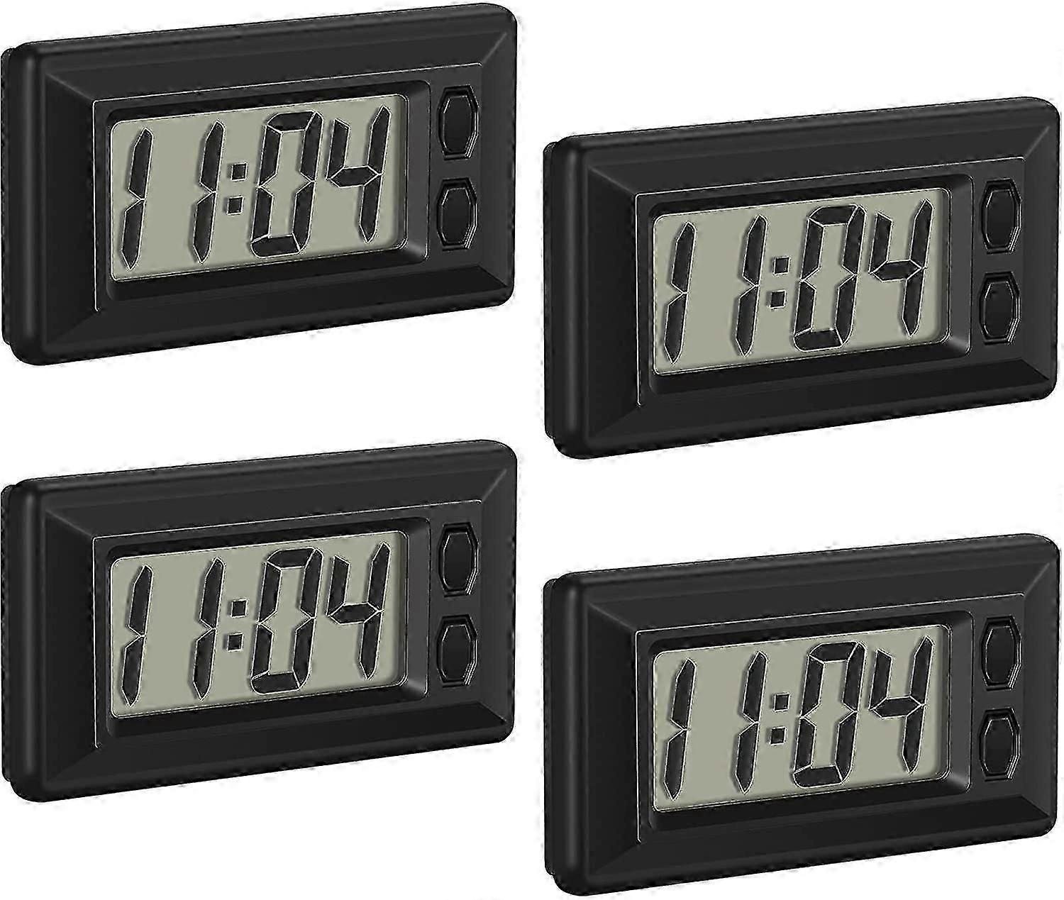 1/2/4 Pieces Electronic Clock With Adhesive Pad Lcd Digital Car Clock Table Car