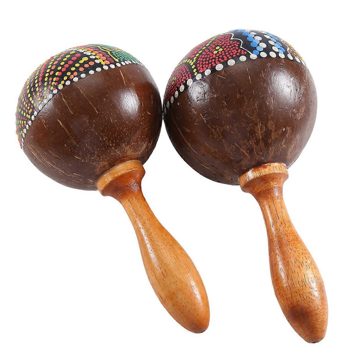 Percussion Maracas 1Pair of Shakers Rattles Sand Hammer Percussion Instrument with Wooden Handles fo