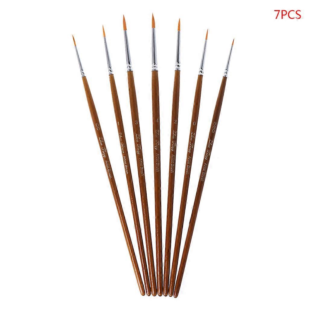 7pcs/set Professional Detail Paint Brush Fine Pointed Tip Miniature Brushes For Brown