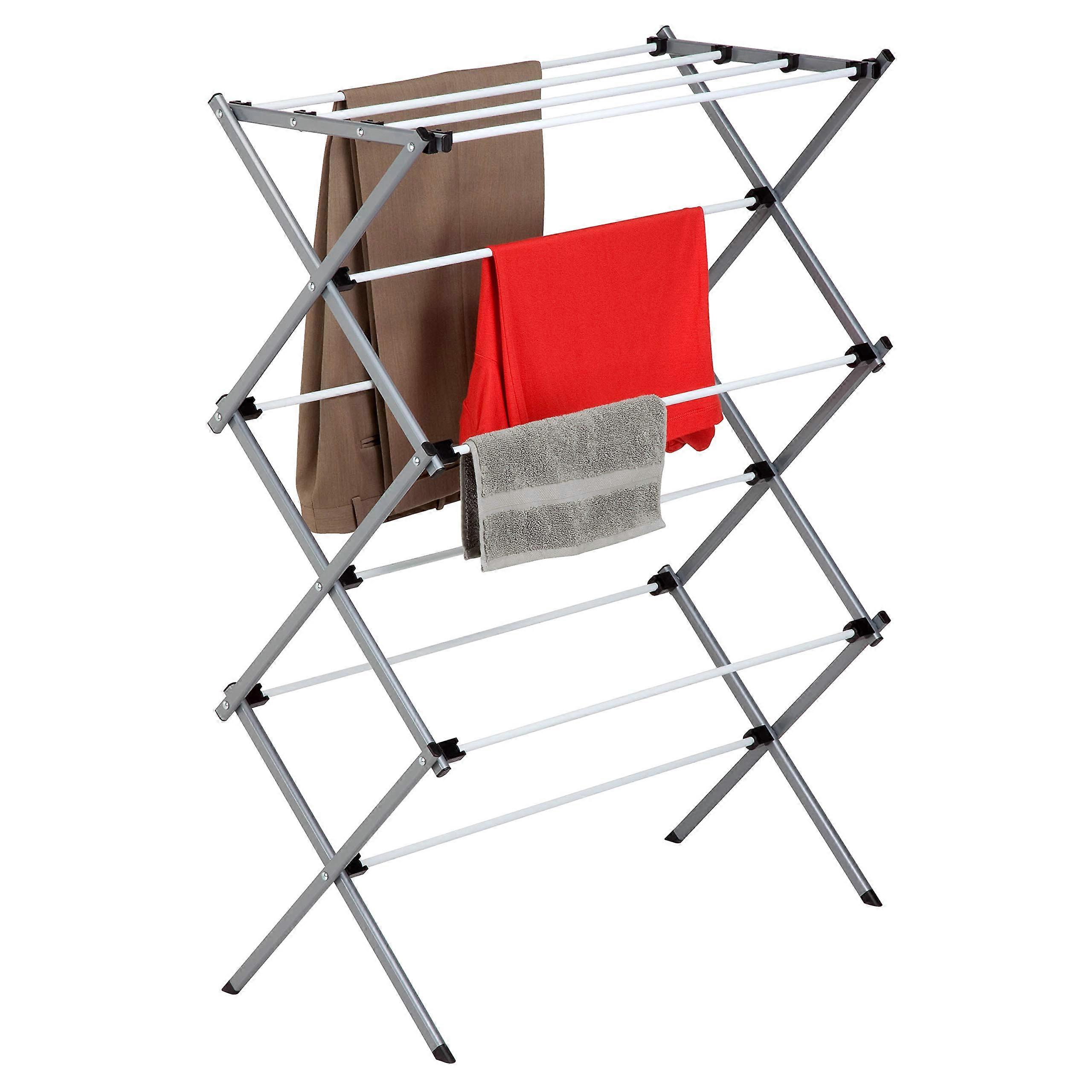 Deluxe Metal Collapsible Clothes Drying Rack, 50 lbs Capacity, 29" x 14.2" x 42.1", White and Grey, Space-Saving Design