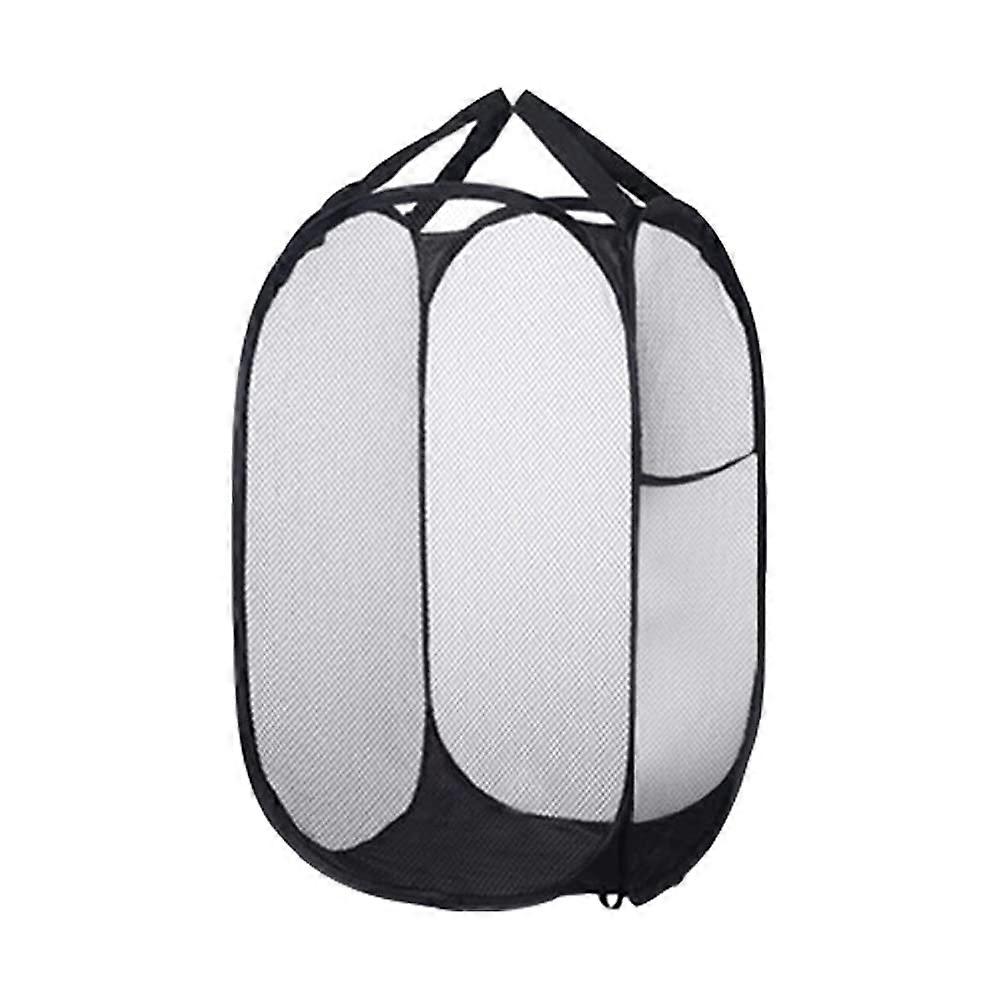 Mesh Pop-Up Laundry Hamper Basket With Side Pocket Black 14-Inch By 23-Inch Easy To Use