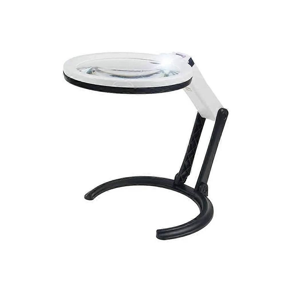 Magnifying Glass with LED Light 5.5 Inch Folding Lens for Reading and Repair, Desktop Magnifier for Detail Work