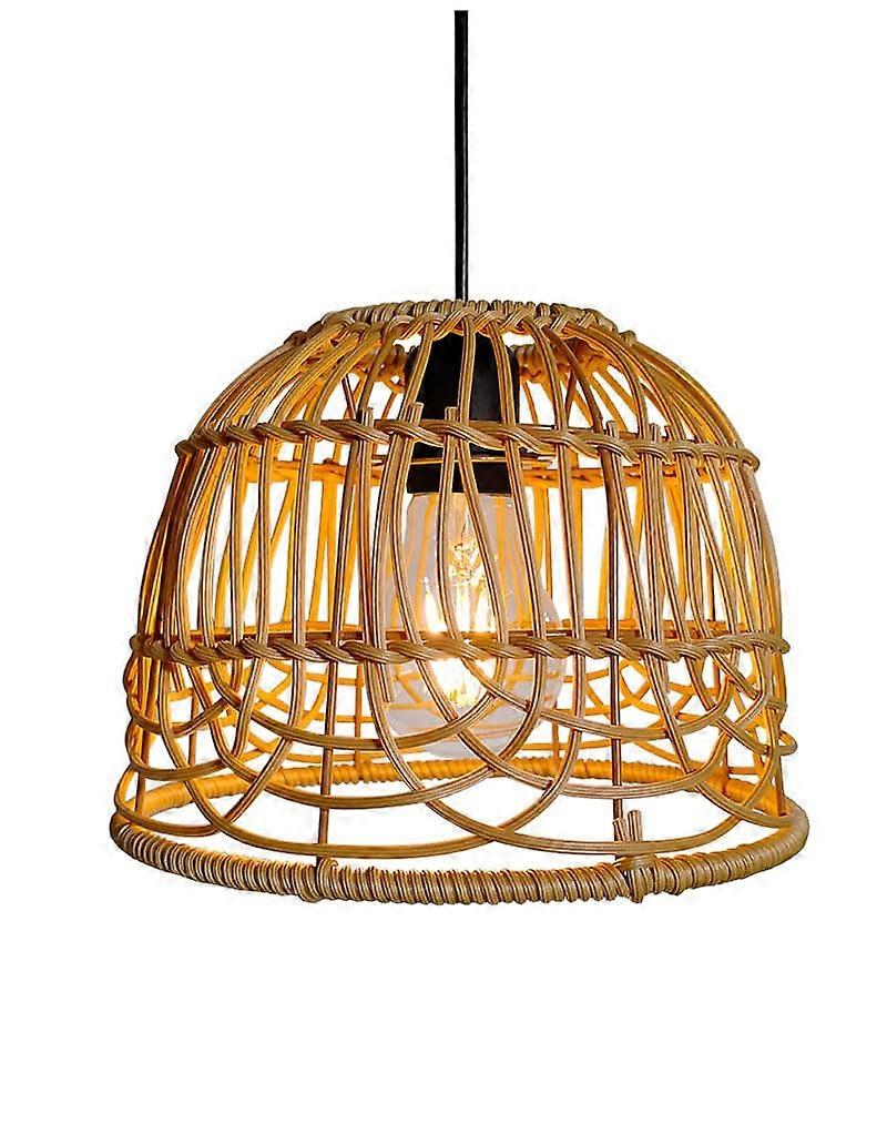 Pendant Light Chandelier Boho Hanging Lamp Bamboo Handmade Rattan Decorative Lights LED Lantern for Porch Decor