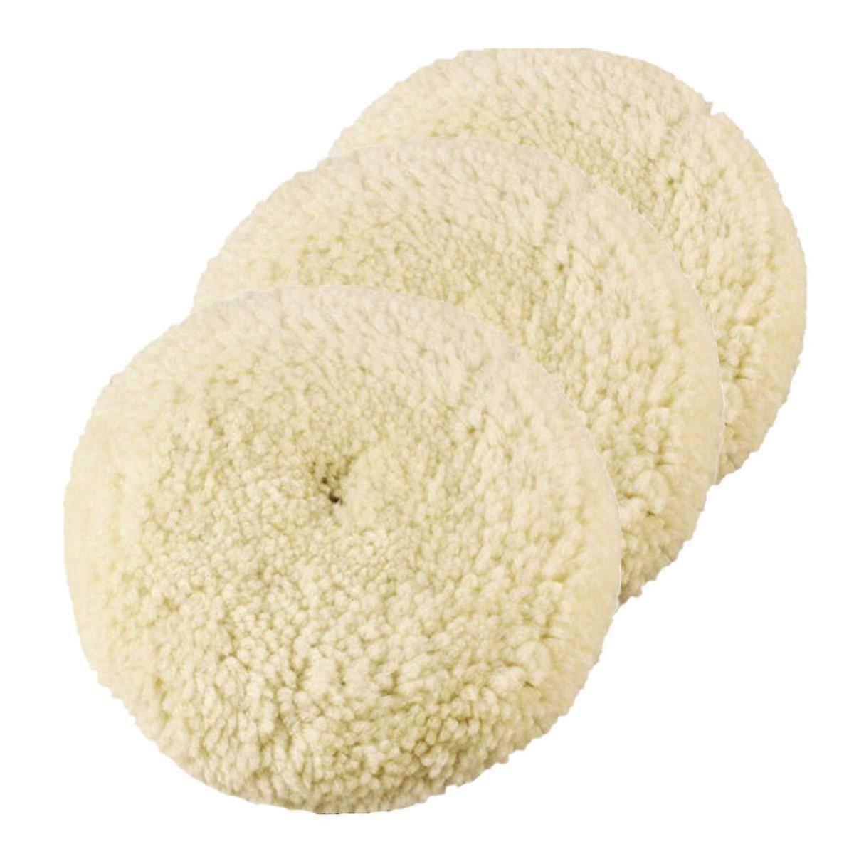 Wool Buffing Pad 3 Pack 7 Inch Car Polishing Pads Hook and Loop 100% Sheepskin Material Durable Soft for Cutting and Cleaning