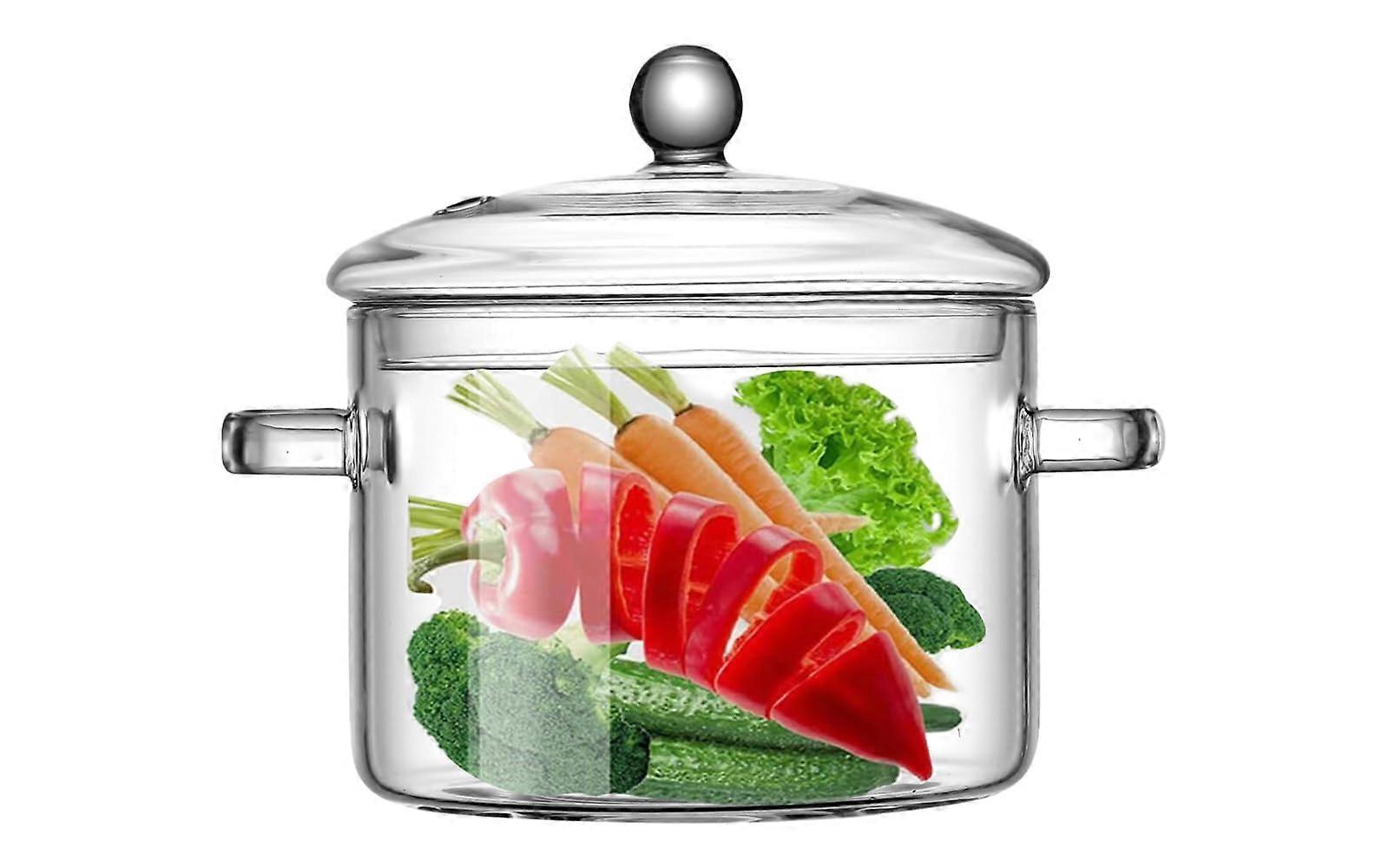Glass Cooking Pot with Lid 1.3L Borosilicate Glass Cookware Set for Stovetop Safe for Soup Milk Baby Food 1.4 Quart