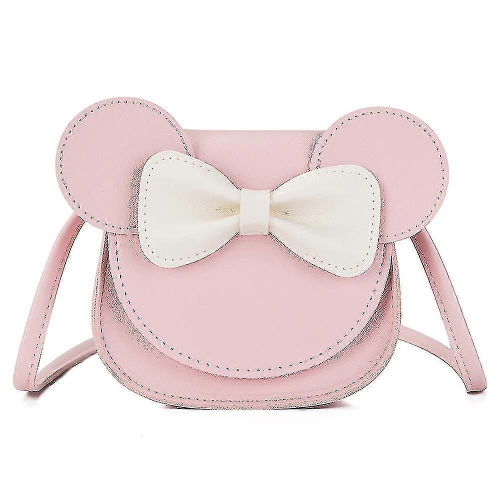 فتاة صغيرة حقيبة الكتف Bowknot رفرف البسيطة حقيبة يد لطيف الماوس الأذن كروسبودي بو حقيبة (الوردي)