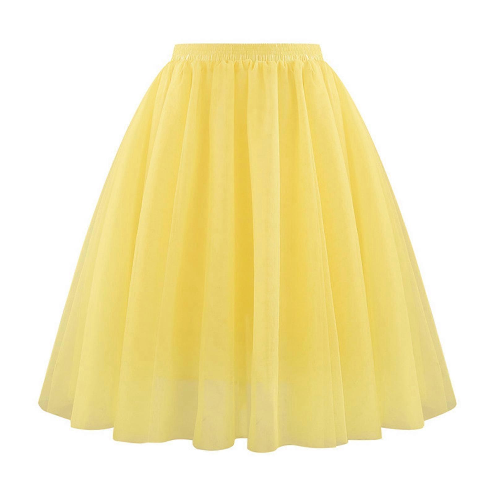 Maille respirante Une jupe trapèze avec un design superposé Bande de taille haute élégante pour un usage quotidien élégant et confortable S Jaune