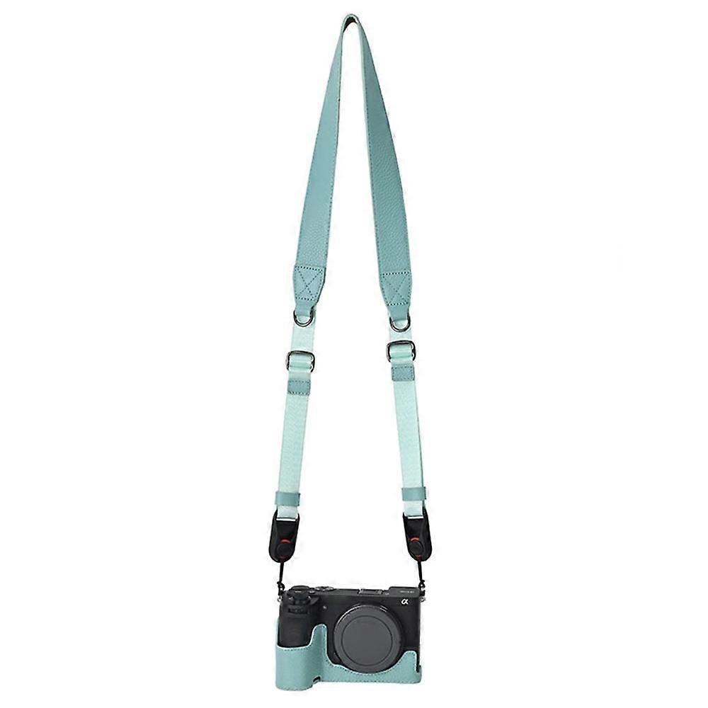 For Sony A6700 Camera Case Large Opening Genuine Cow Leather Protector with Shoulder Strap