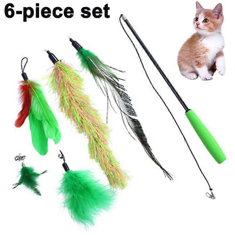Pet Fit For Life Worms Teaser and Exerciser for Cat and Kitten - Cat Toy Interactive Cat Wand, green