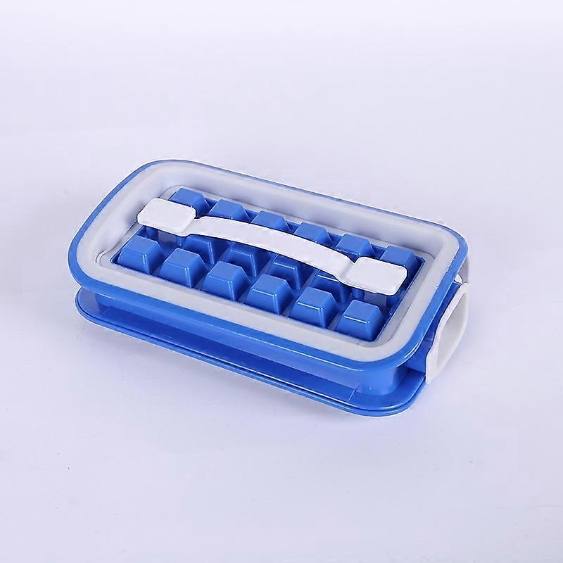 Folding Ice Tray Home Curling Storage Box Ice Cube Mold,Style: Rectangle Blue Rectangle  Blue
