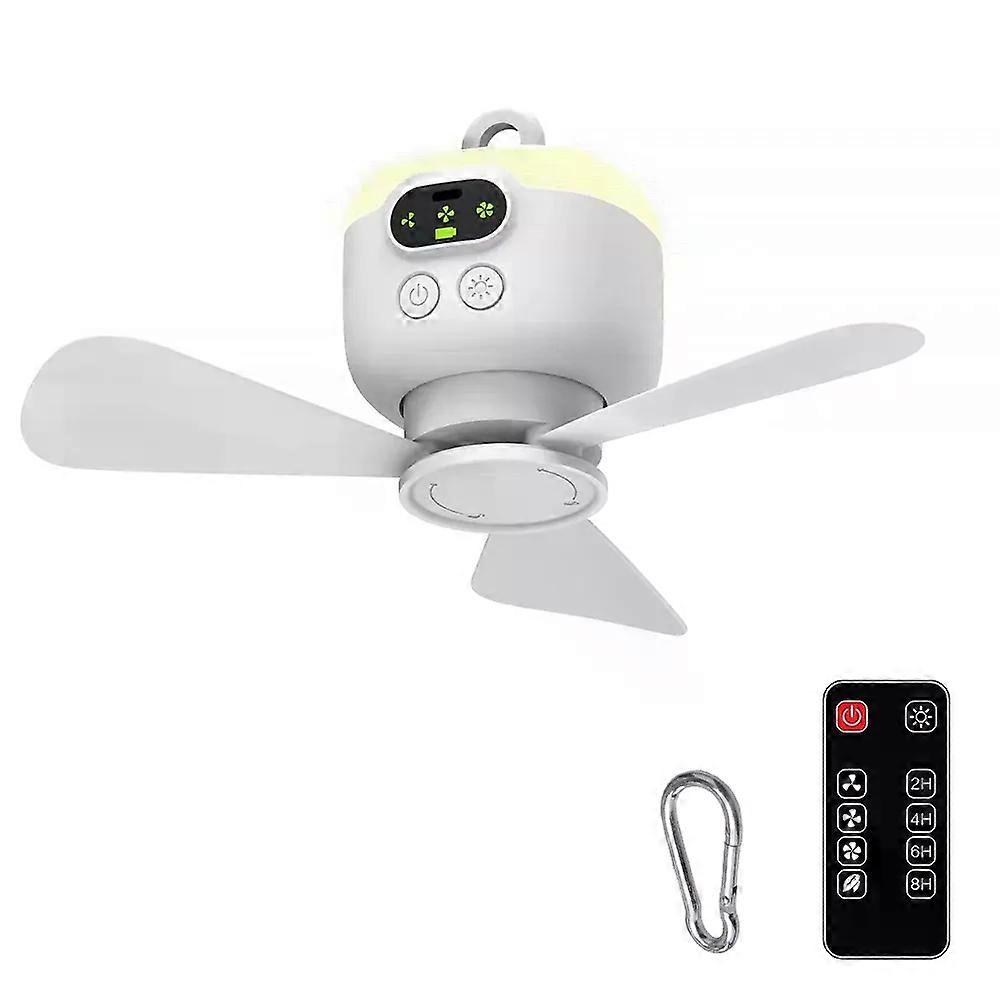 Portable Ceiling Fan Camping Tent Ceiling Canopy Fan Rechargeable Wireless Fan Air Circulators with Remote Control Night Light