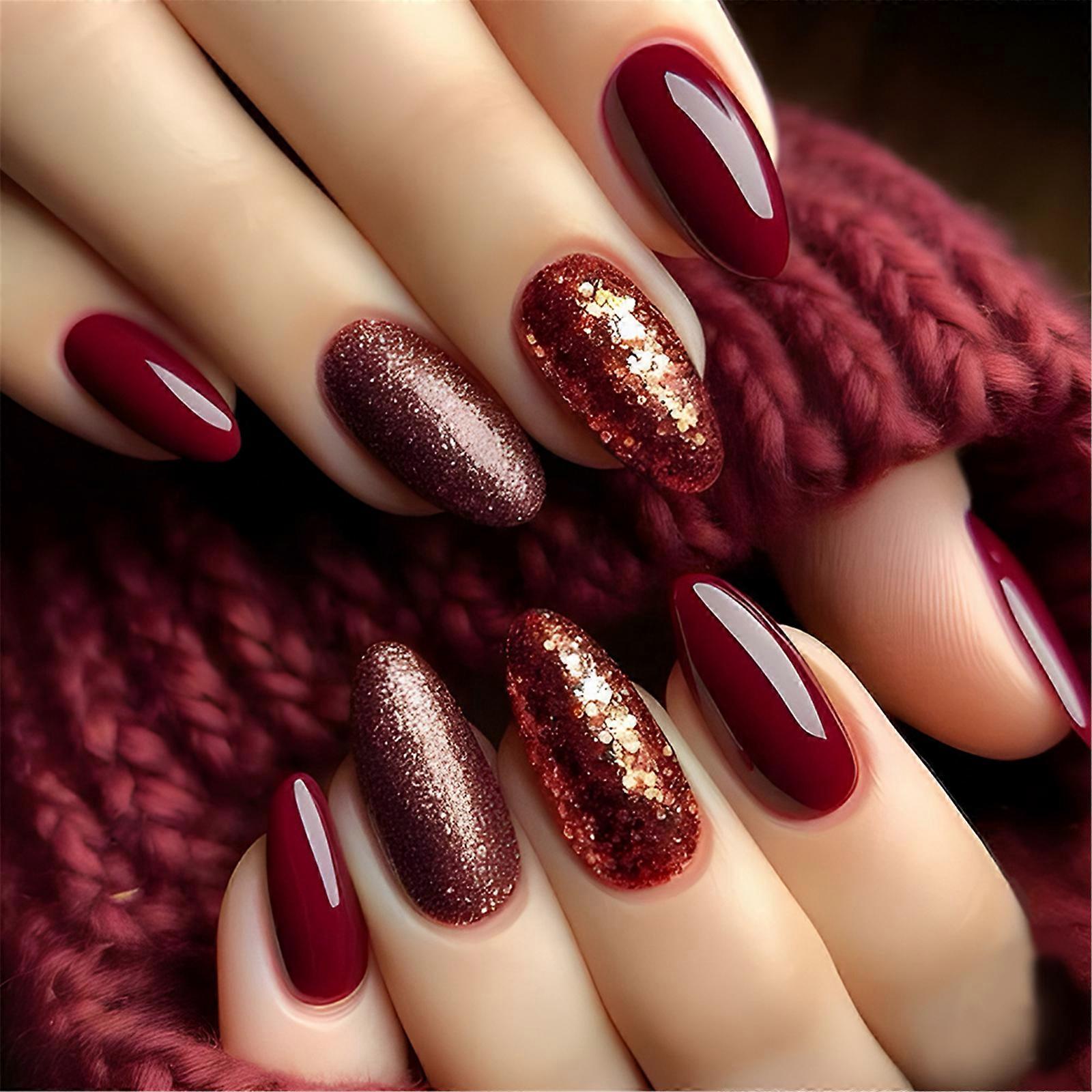 Sophisticated Flase Nail Glossy Acrylic Stick on Nail Glittering Artificial Nail for Party or Casual Easy Application