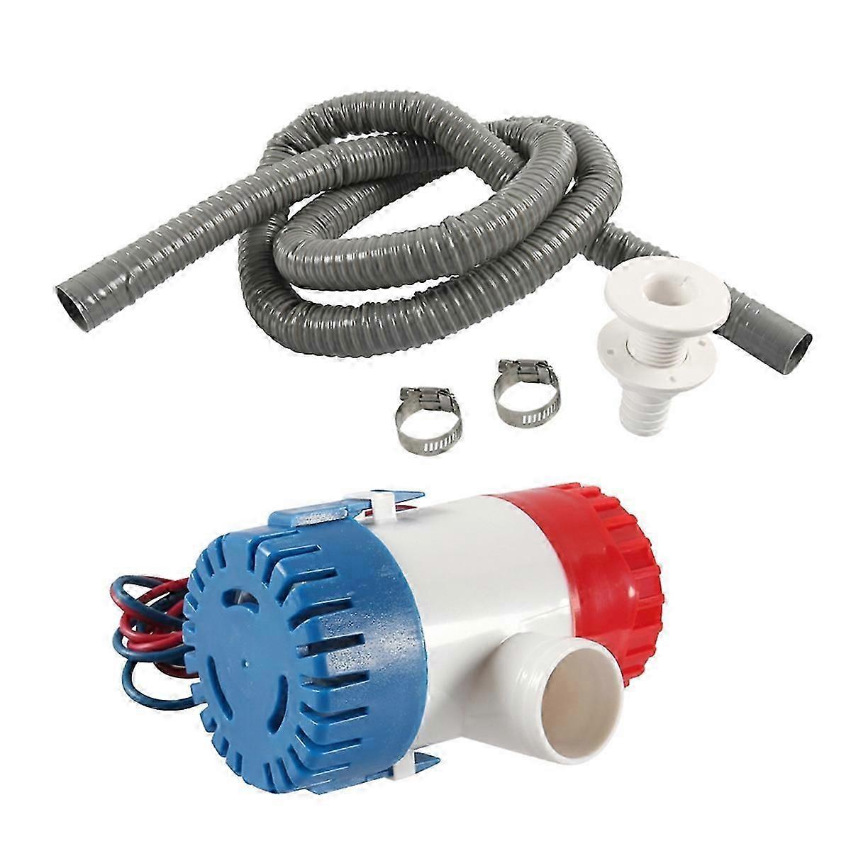 12V 1100GPH Marine Bilge Pump Kit - Automatic Boat Drainage System with Float Switch and Hose