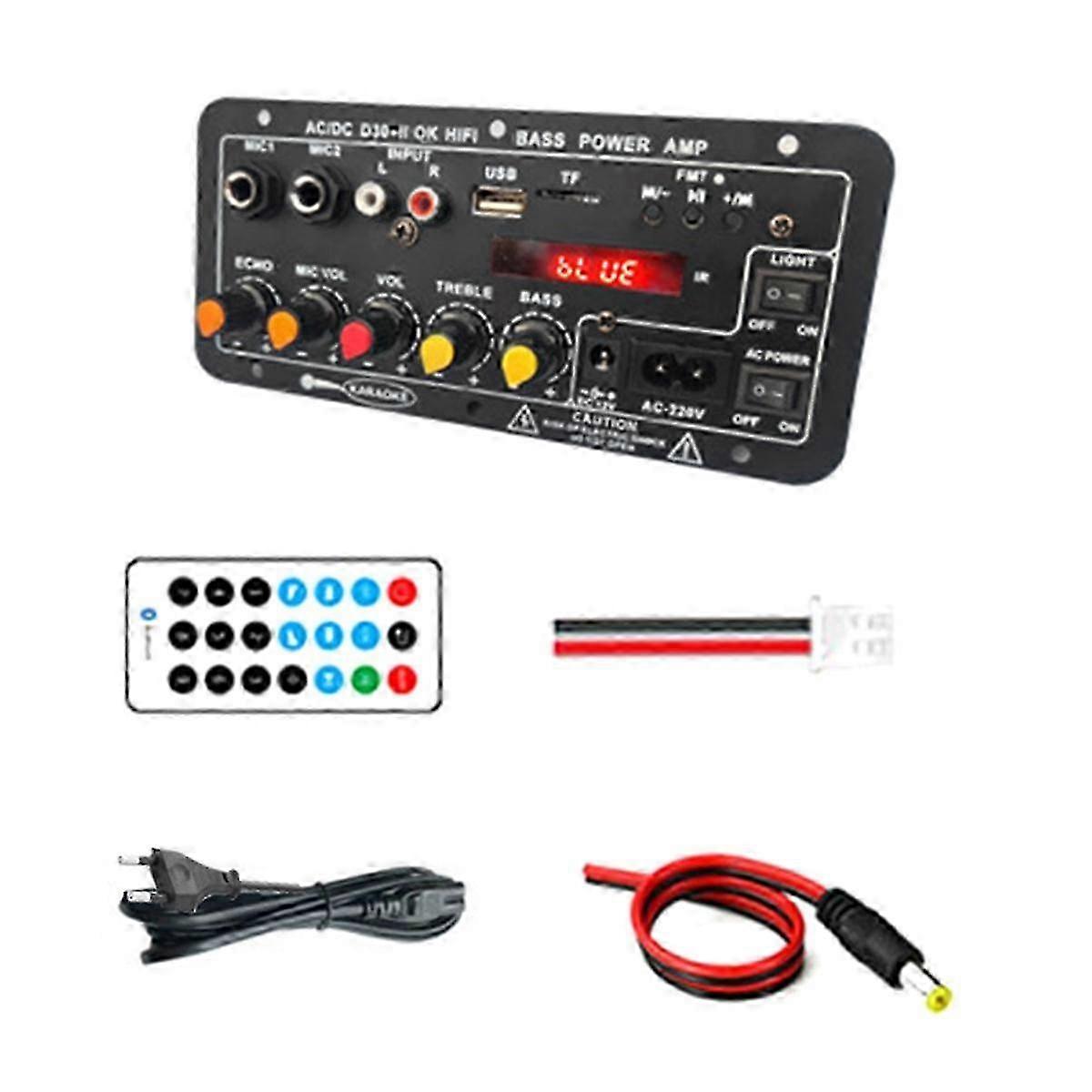 12V Bluetooth Amplifier Board with Subwoofer and Dual Mic for Karaoke Home Theater Sound System