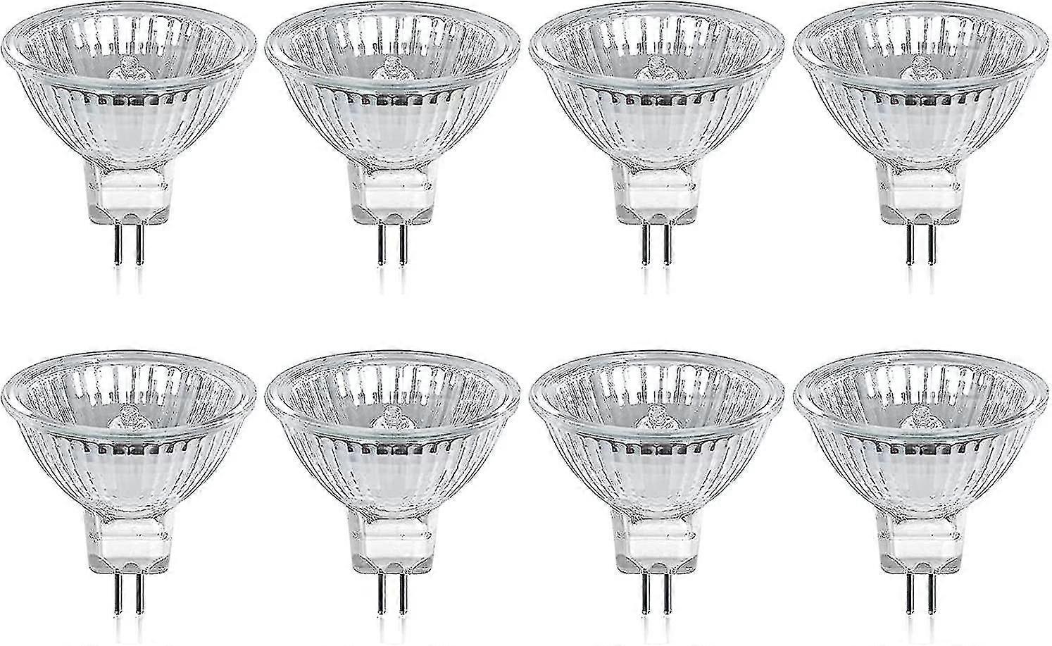 Ampoule halogène GU5.3 MR16 35 W 12 V Blanc chaud 2 800 K Intensité variable, Cache en verre 400 lumens, 2 broches, Spot de remplacement, Lot de 8 Cisea