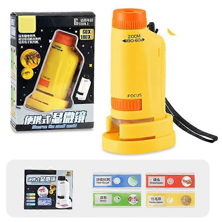 60-180x Kids Science Microscope Handheld Observation Microscope with LED Light Children Educational Toy