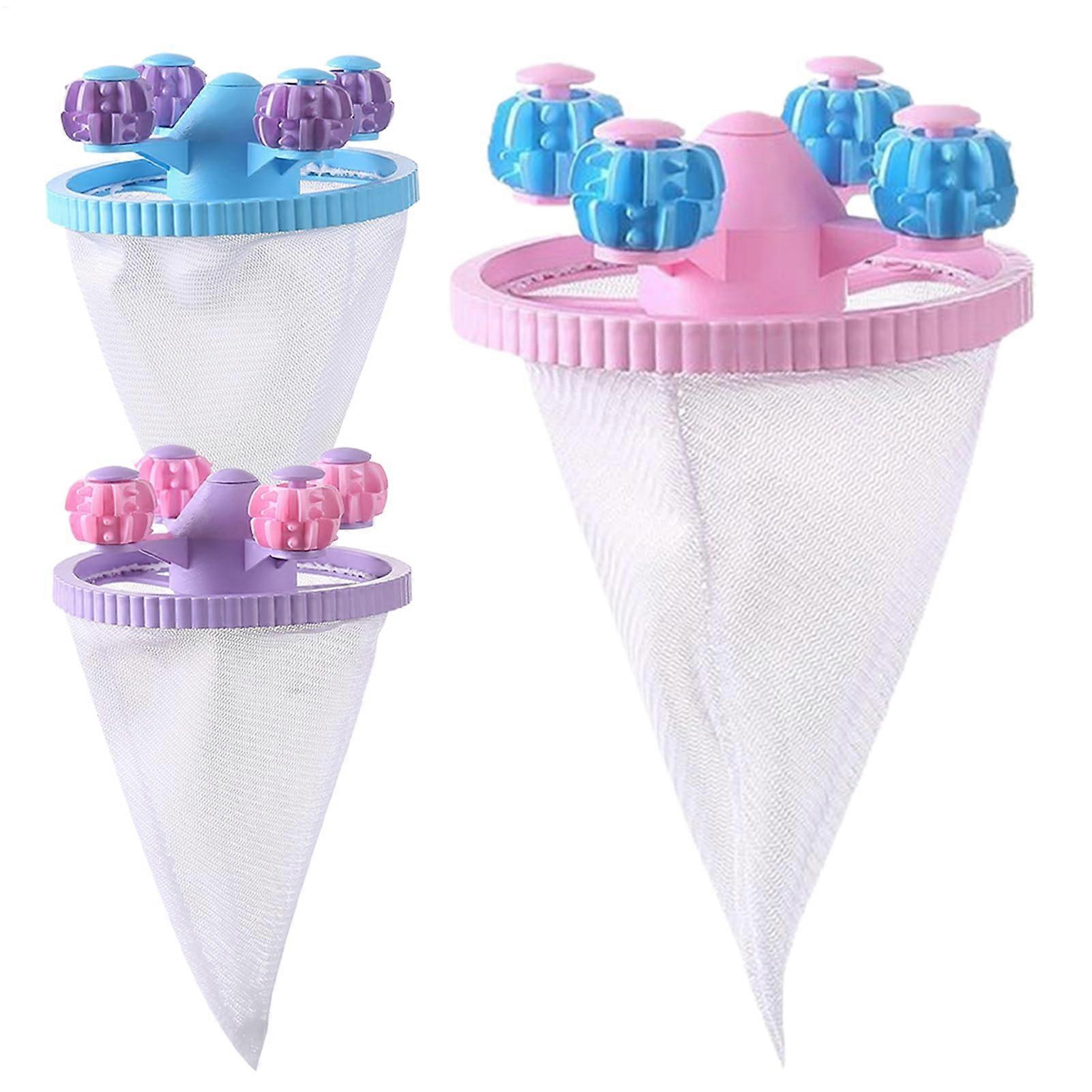 Laundry Hair Remover, 3 x Conical Mesh Bag Lint Filter, Floating Filtering Tool