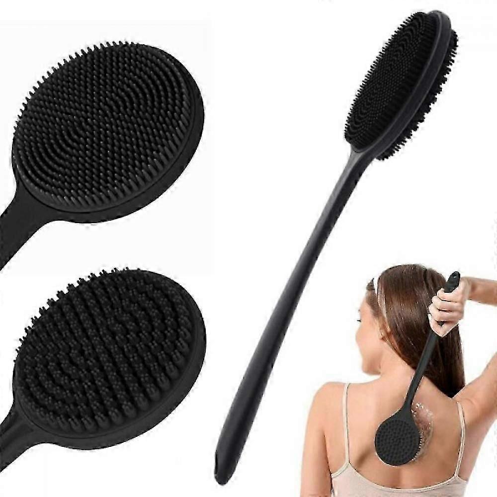 Double Ended Silicone Shower Brush - Exfoliating Back Cleaner