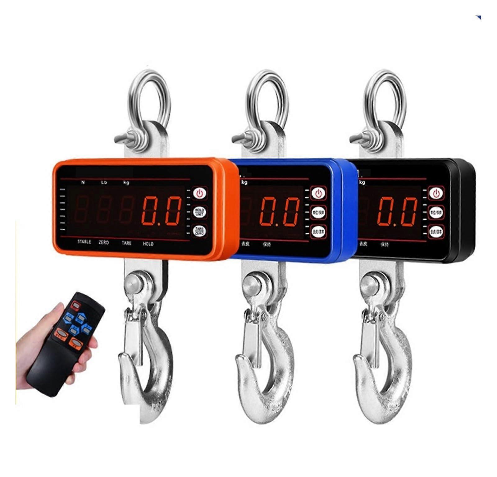 Kranwaage 1500 kg Digital Hängewaage mit 65 Fuß Fernbedienung und dimmbarer LED, Hohe Zuverlässigkeit 1000 kg Orange