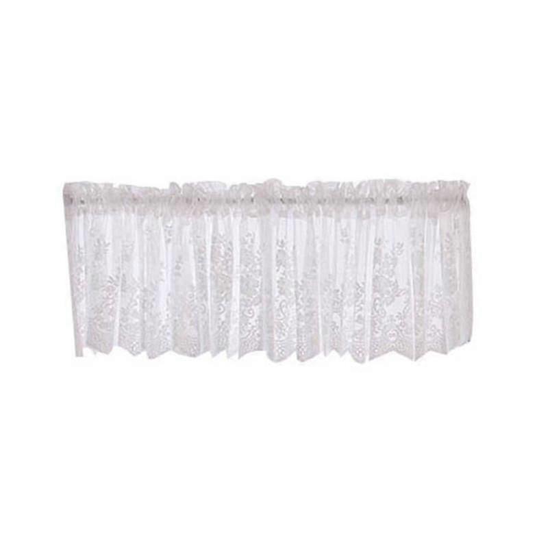 Window Curtain Short Kitchen Valance Drape Polyester Lace Flower Pattern Balcony Curtain for Home
