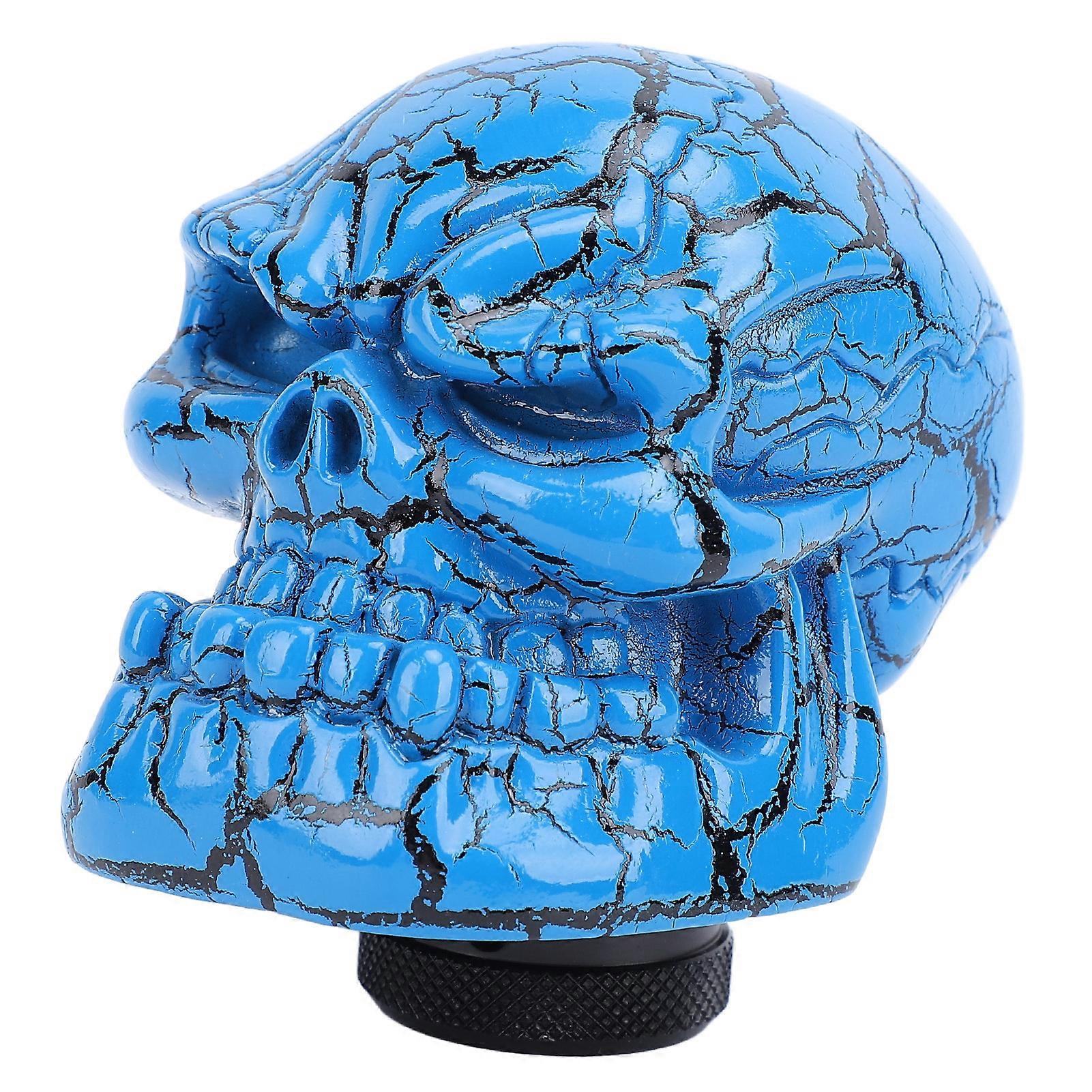 Skull Shift Knobs Resin Comfortable Grip Samurai Skull Shifter Handle Knob with 3 Adapters for Most Manual Transmissions Car Blue 