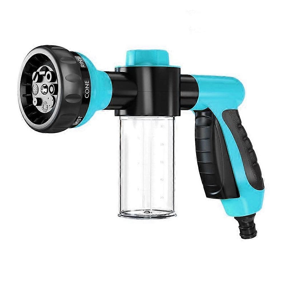 8 Pattern Garden Hose Nozzle with Foam Cannon and Locking Trigger for Effortless Car Boat Cleaning