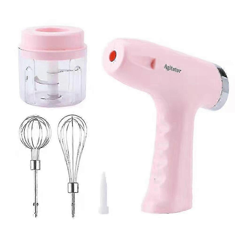 Electric Garlic Chopper Handheld Mixer Egg Beater Kitchen Tool Pink