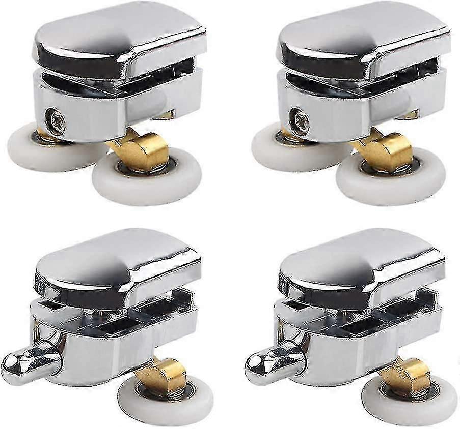 Shower Door Roller, 4 Double Casters for Sliding Door Wheels Replacement