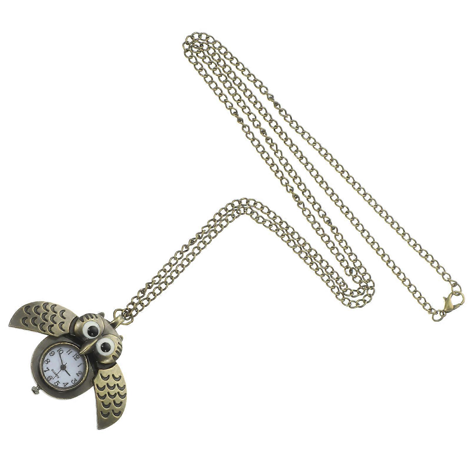 Chic Owl Pendant with Quartz Mechanism, Stylish Watch as a Statement Necklace