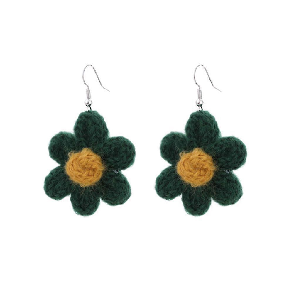 زهرة متدلية قطرة أقراط الصوف مادة سبيكة هوك تصميم اللمسة البحرية ارتداء يومي 6x4 سم 1 زوج