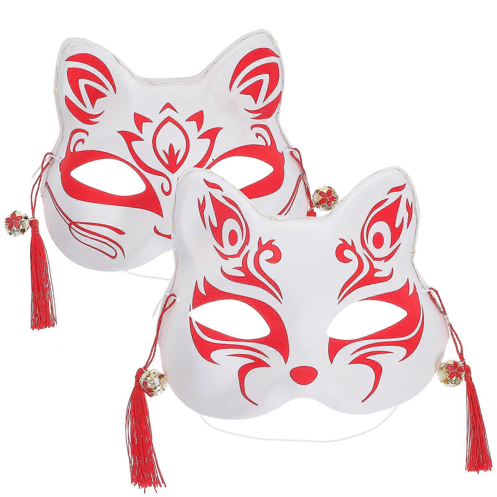 Masquerade Animal Mask Glowing Foxes Mask Halloween Occasions Half Face PVC 2Pcs