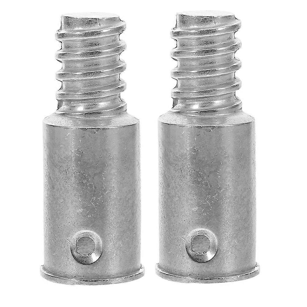 2Pcs Metal Threaded Handle Tips For Extension Pole Broom Handle Threaded End Replacement Suitable For Metal Rod Mop Broom Brush Silver