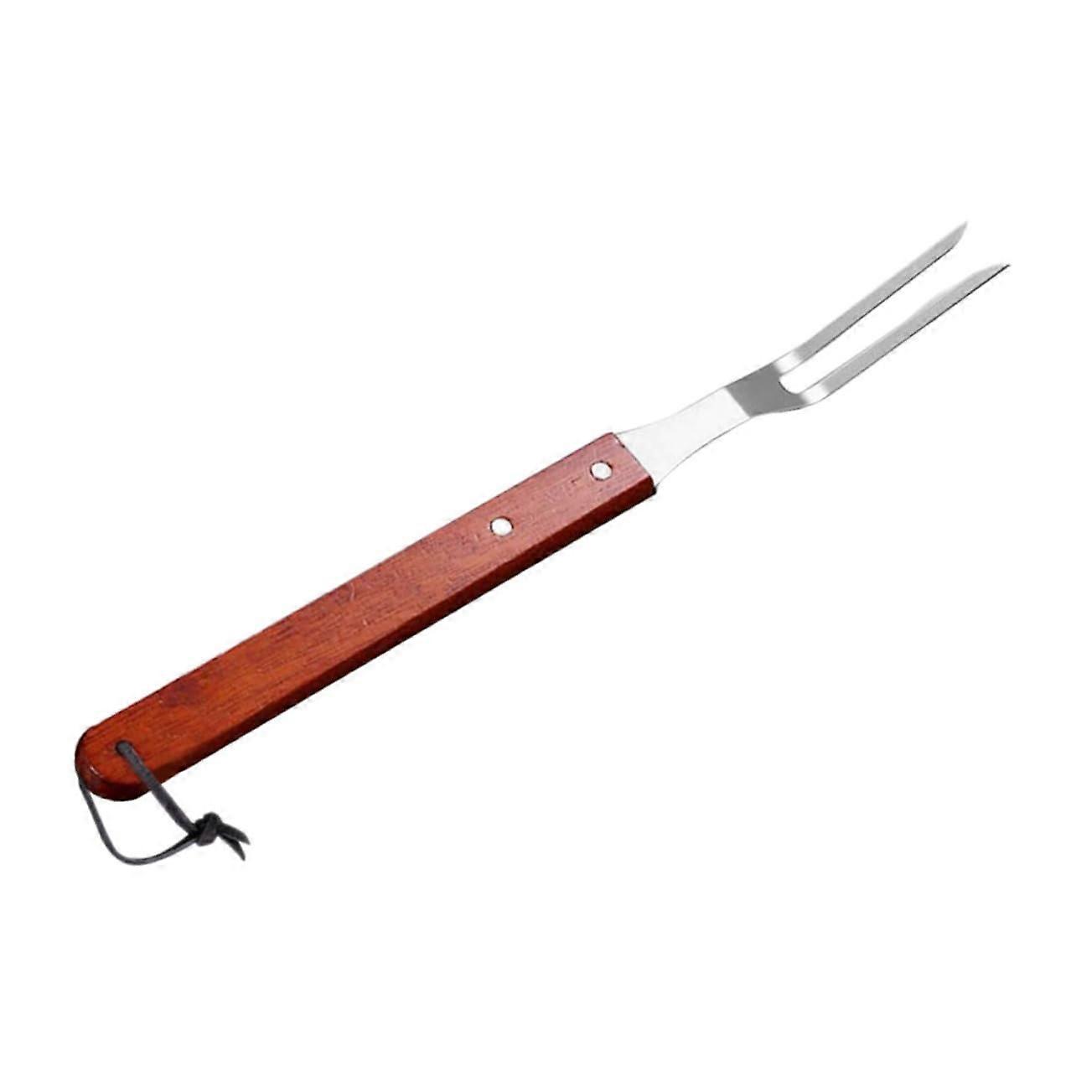 Stainless steel grill fork with wooden handle for campfire camping trip grill tool meat forks roasting fork skewers metal skewers for kebabs
