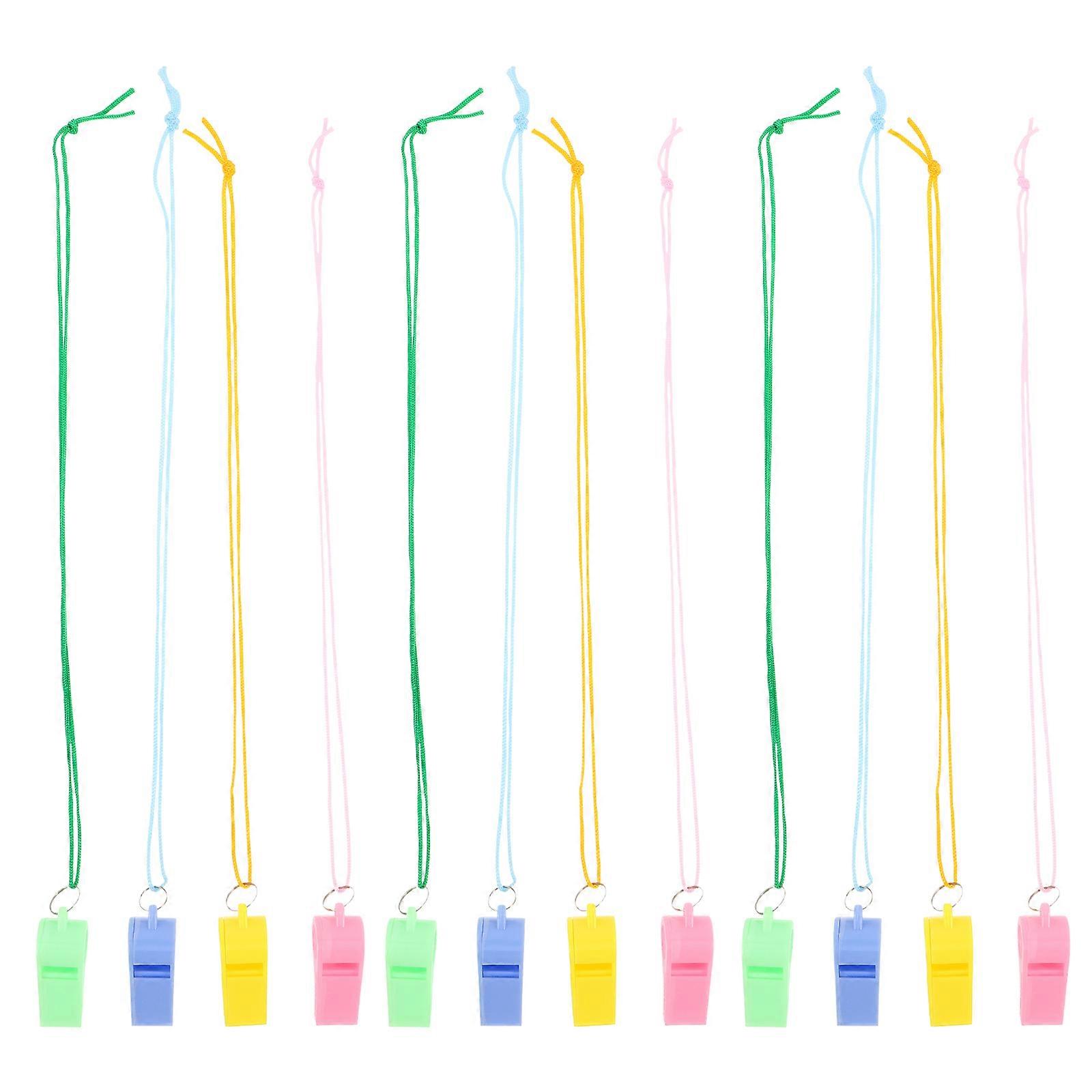 24 Neon Plastic Whistles for Necklaces – Loud Emergency, Football Training & Party Use – Lightweight Outdoor Sports Accessories for Coaches, Referees