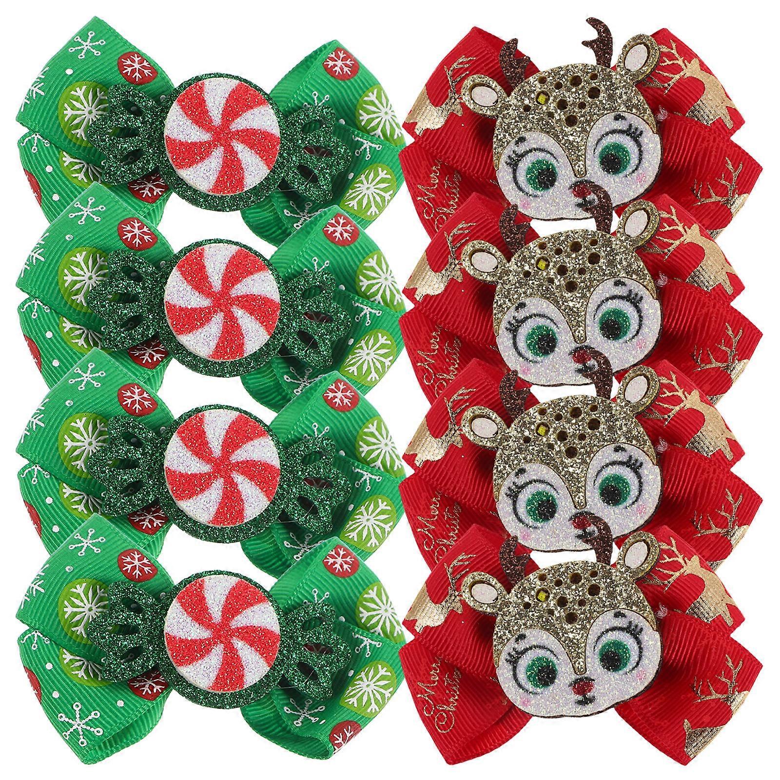 a polished and engaging product description based on your input:
πβ¨ **8pcs Glittery Christmas Hair Bows β Festive Hair Accessories for Little