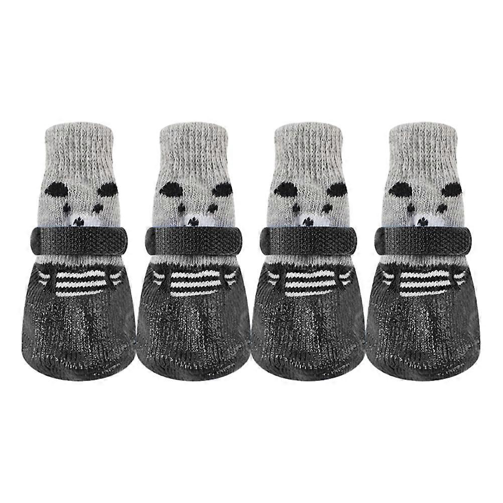 Pet Dog Puppy Cat Non-Slip Socks for Small Dogs Keep Paws Black 4Pcs