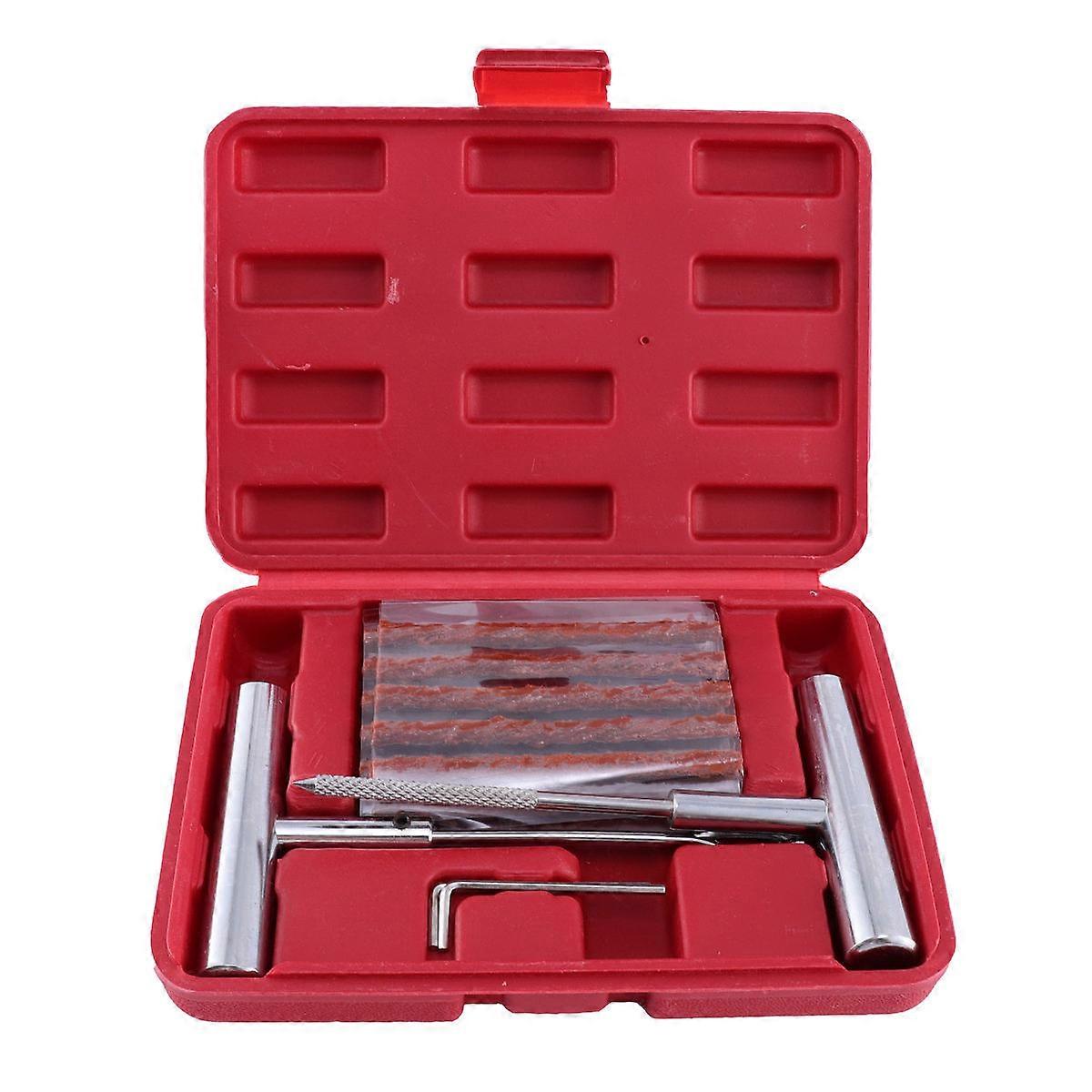 Tire Repair Accessory Multi-Function Portable Red 21x13x4cm for Auto Motorcycle Car 1 Set of 24Pcs