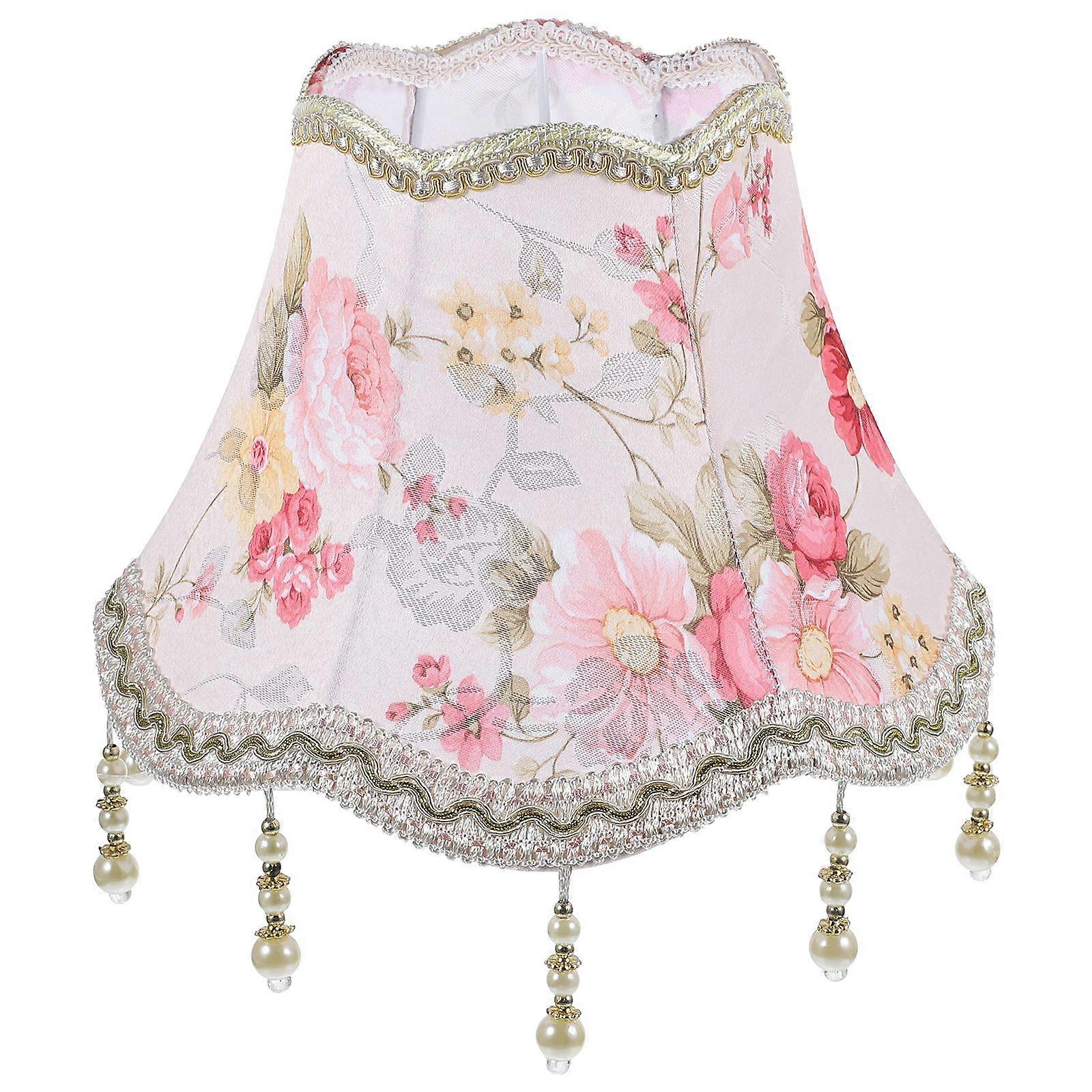 European Retro Lamp Shade Cloth Lampshade with Fringe Beads Table Lamp Shade