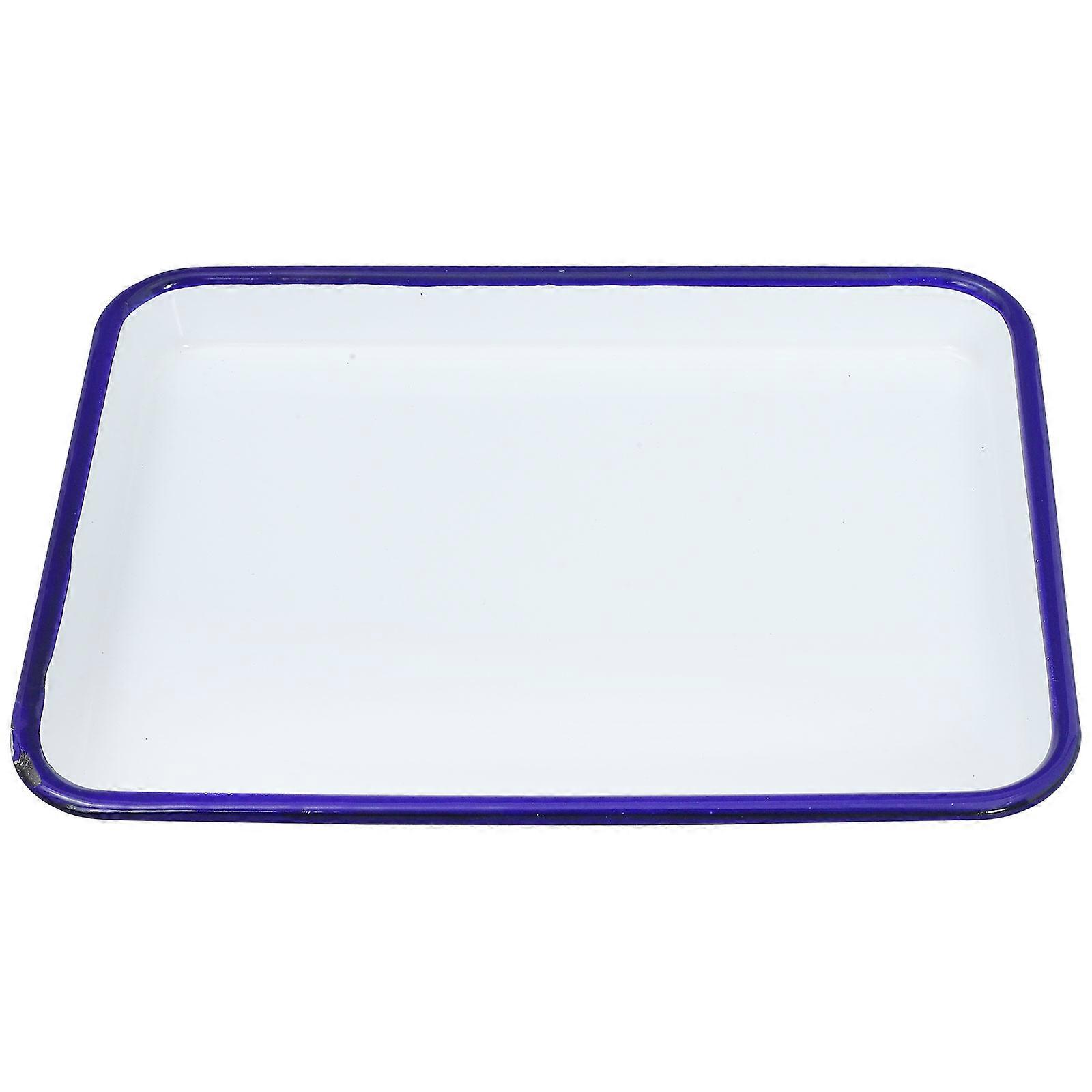 Enamel Serving Tray Rectangular Scratch Resistant Easy Clean Minimalist Design for Kitchen Dining Appetizers
