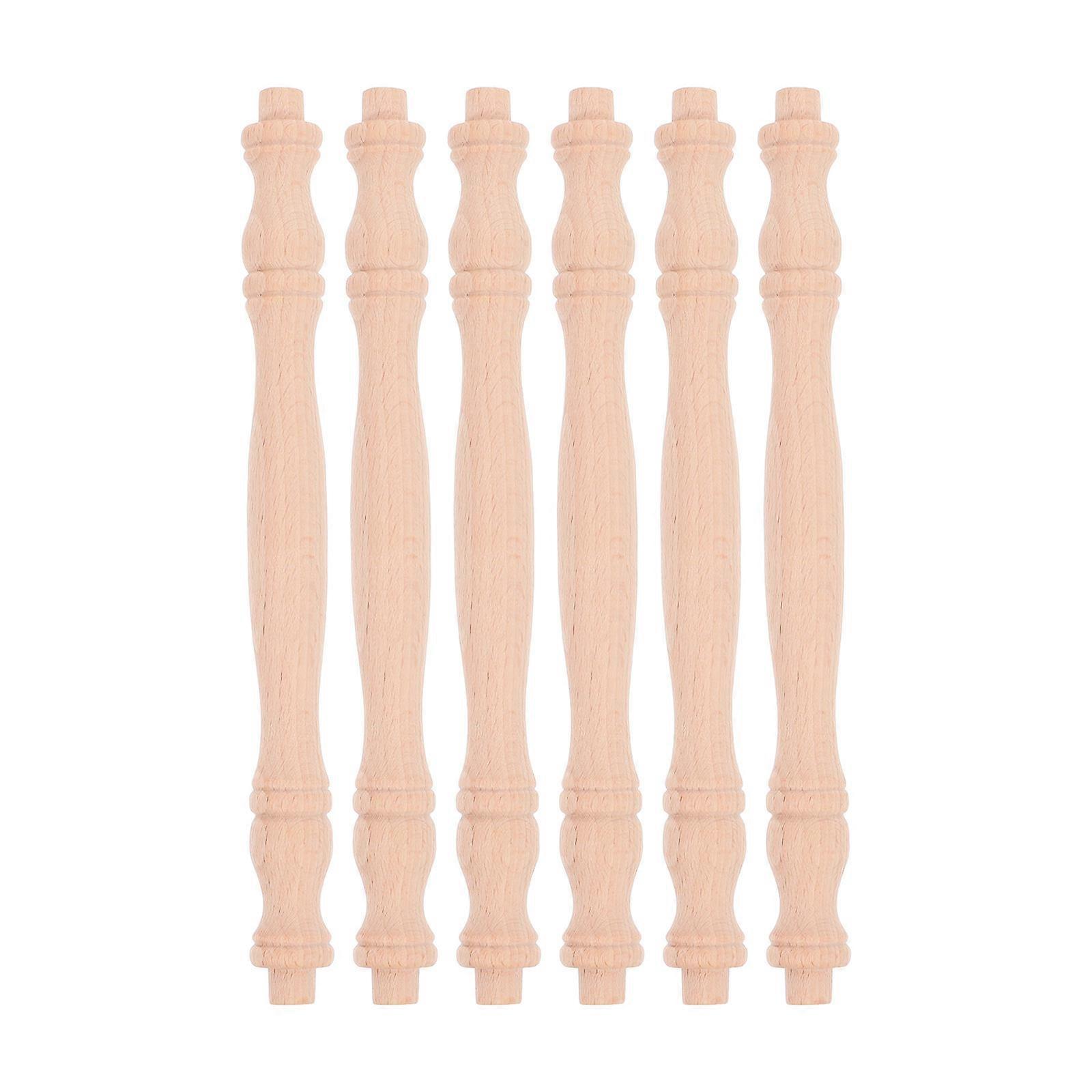 Wooden Spindles for Furniture Craft Unpainted Solid Wood Durability Versatile Design for Home Use 6 Pieces