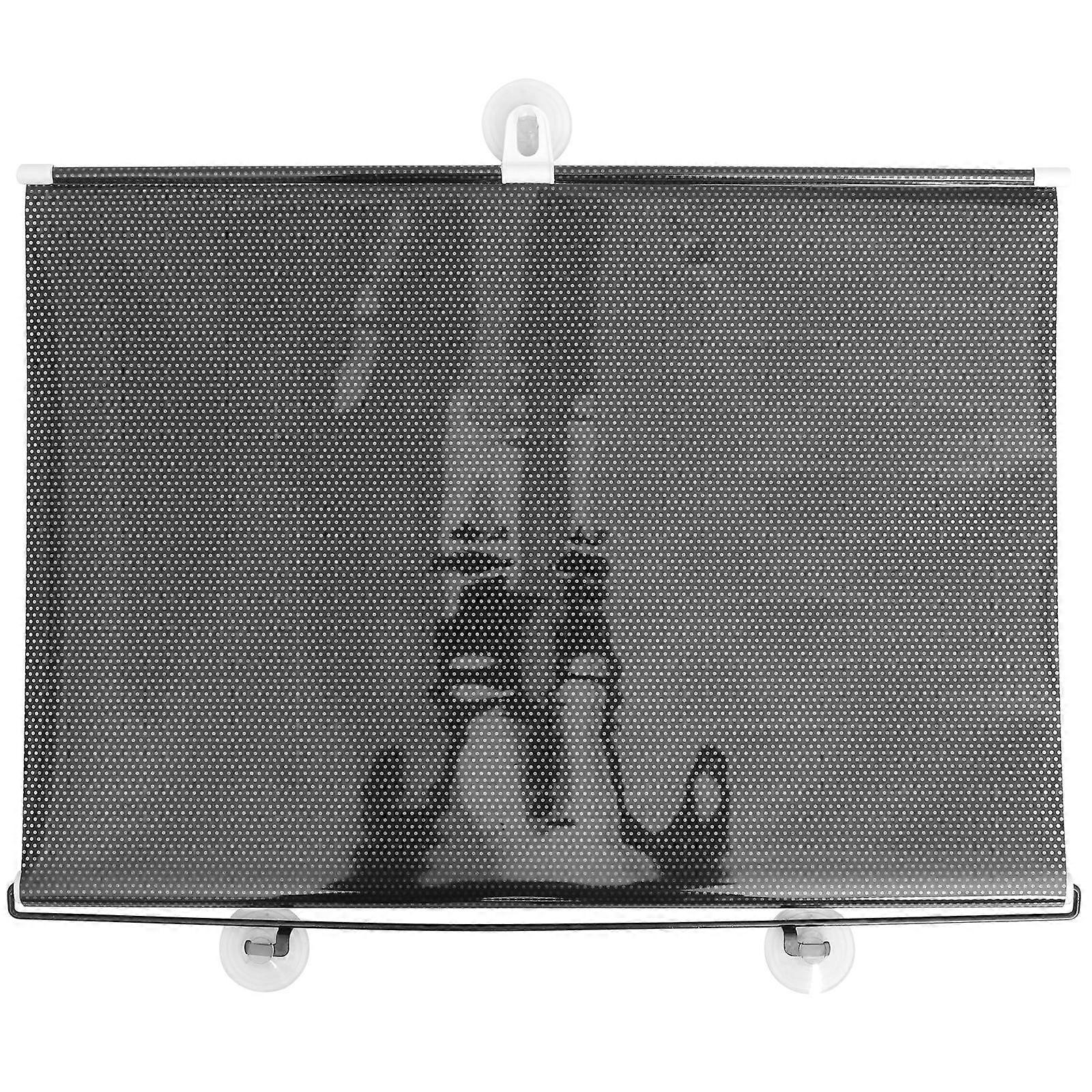 No Drill Blackout Roller Blind Shade 23.6x15.7in with 3 Suction Cups Retractable Temporary Curtain for Home & Car