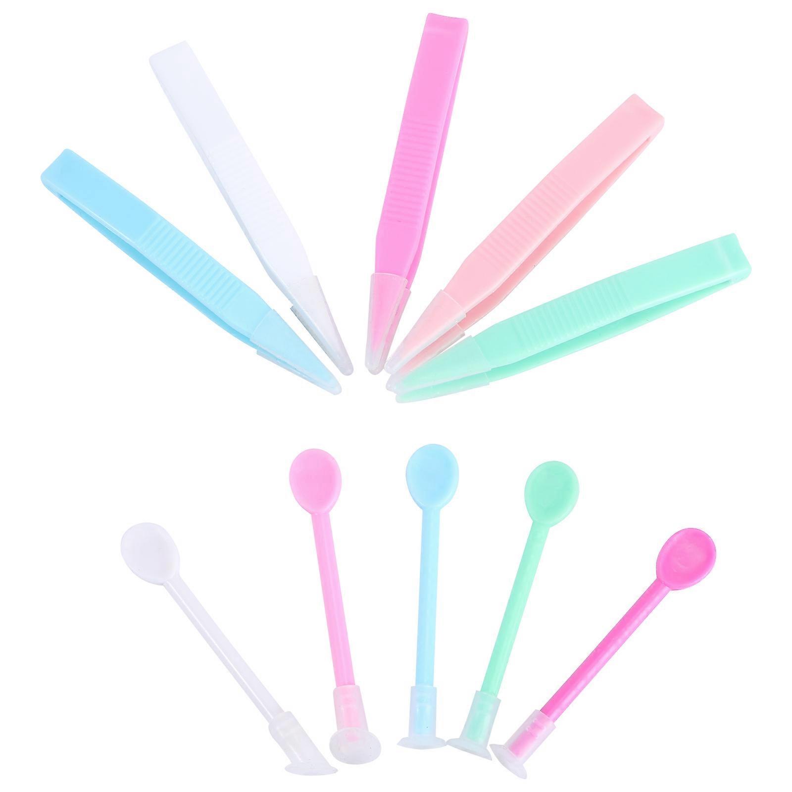 Essentiels de voyage réutilisables Pince à épiler et bâton d’aspiration Lentilles Inserteur Dissolvant pour un usage quotidien Rosy 5Sets