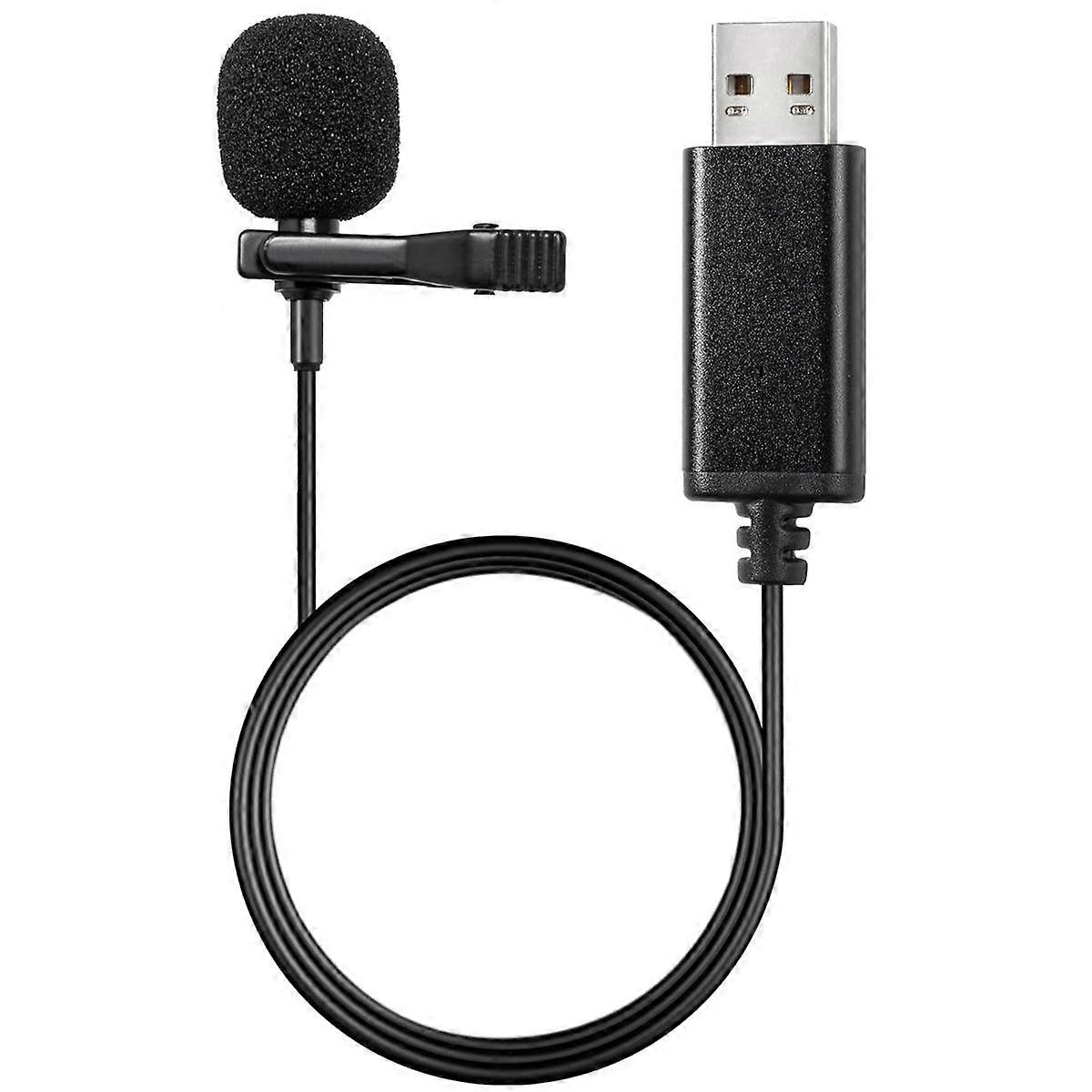 USB Interface Lavalier Microphone for Laptop Live Conference Recording 2m